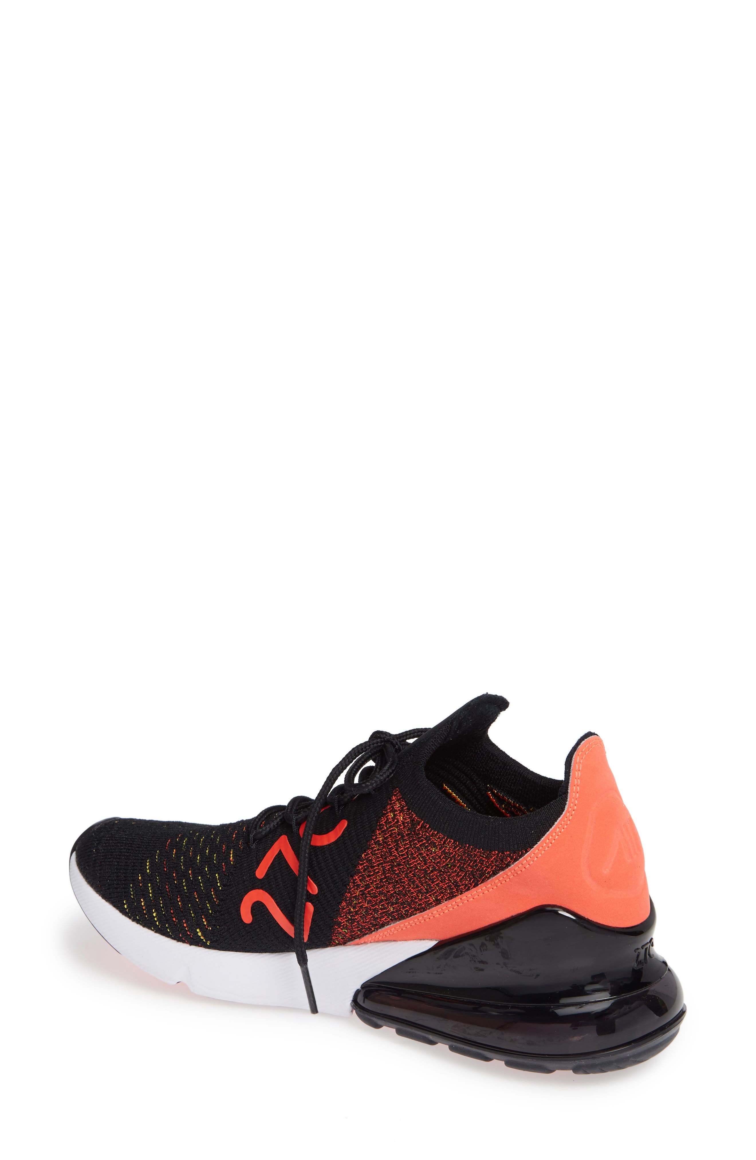Air Max 270 Flyknit Sneaker, Alternate, color, BLACK/ YELLOW STRIKE/ CRIMSON