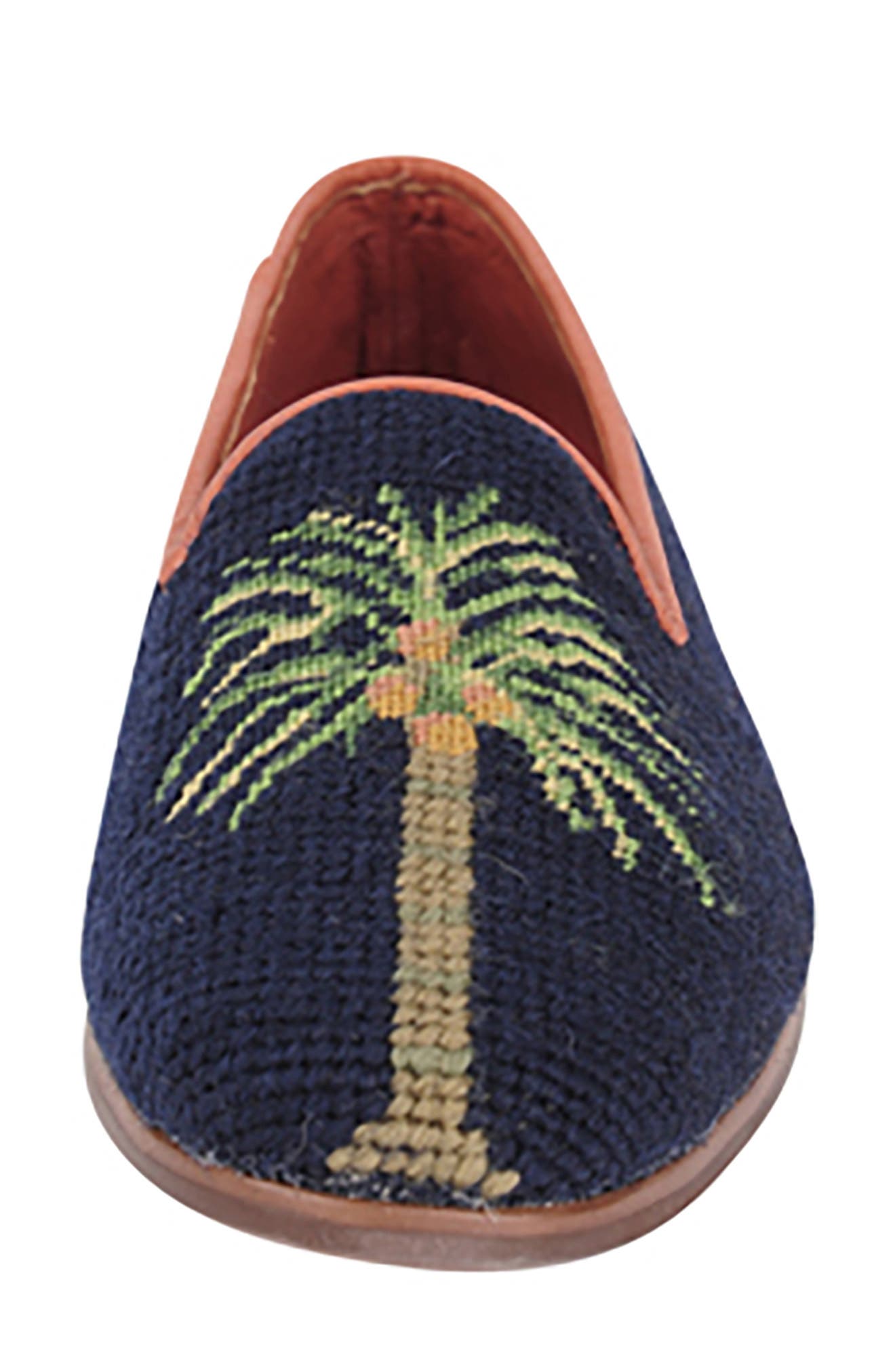 ByPaige BY PAIGE Needlepoint Palm Tree Flat, Alternate, color, Navy