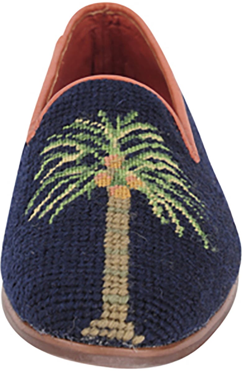 ByPaige BY PAIGE Needlepoint Palm Tree Flat, Alternate, color, Navy