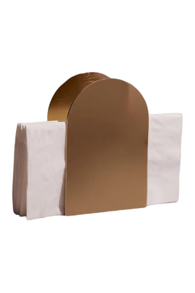 Arco Metal Napkin Holder, Main, color, Brass