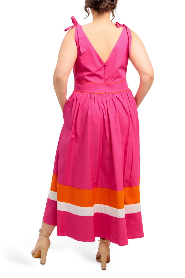 Bow Strap Midi Dress, Alternate, color, FUCHSIA ORANGE