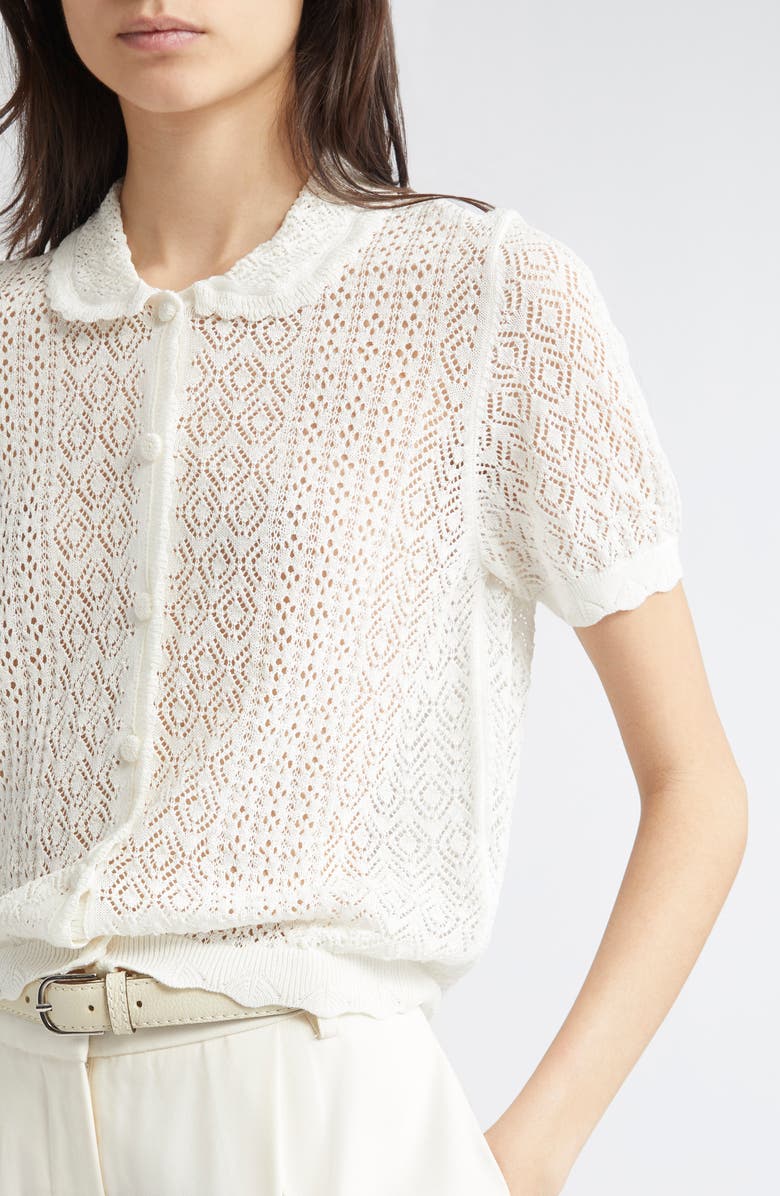 DÔEN Evaline Open Stitch Cardigan, Alternate, color, Ivory