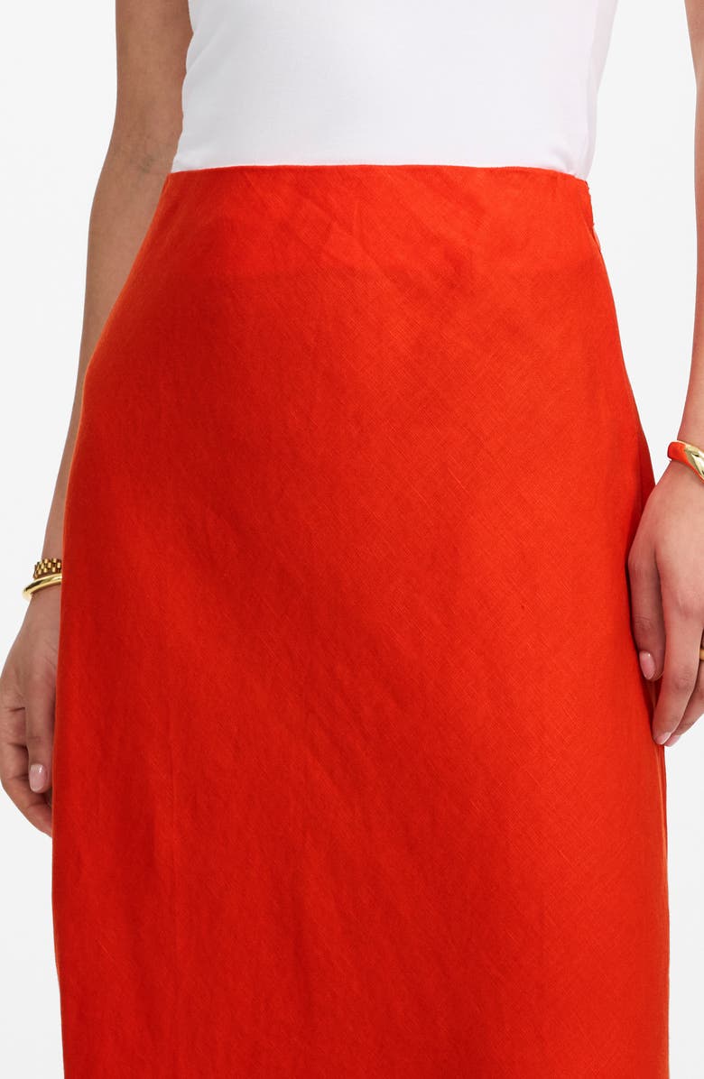Madewell Linen Maxi Slip Skirt, Alternate, color, Bright Flame