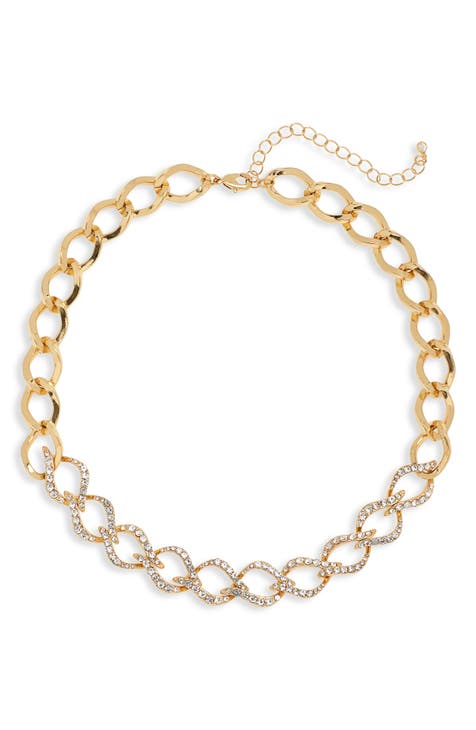 Crystal Pavé Chain Link Necklace