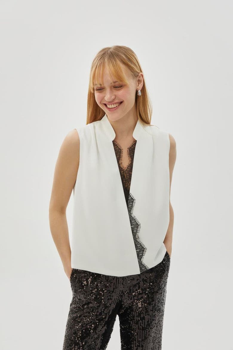 Brenda Sleeveless Blouse, Alternate, color, Ecru