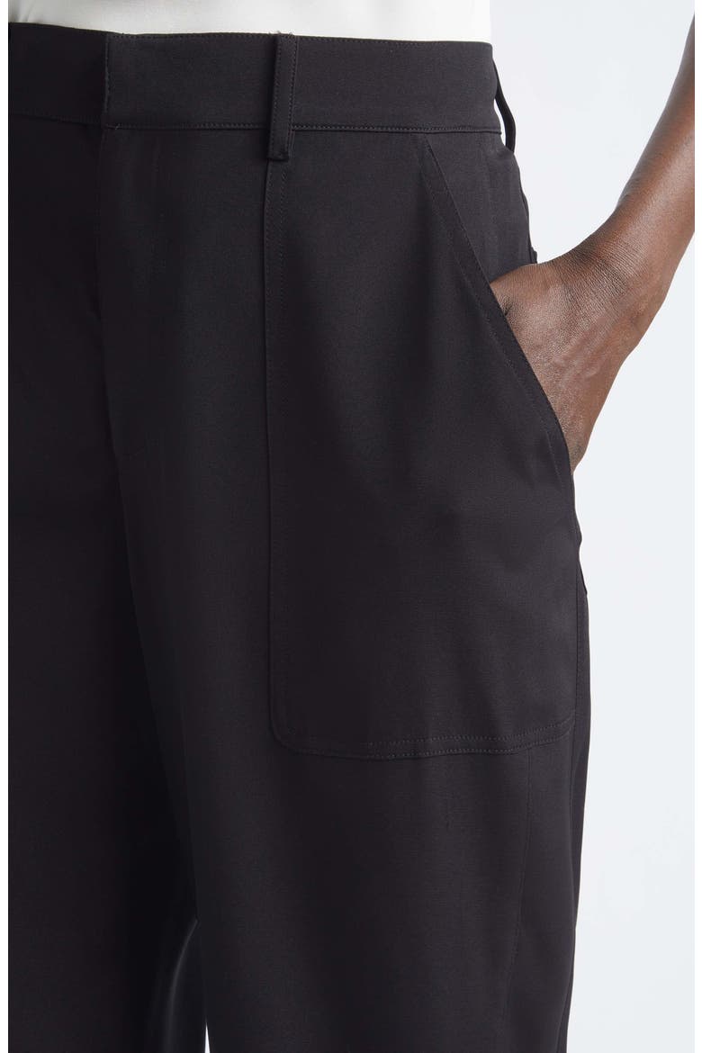 Highline Stretch Silk Crêpe de Chine Ankle Straight Leg Pants, Alternate, color, BLACK
