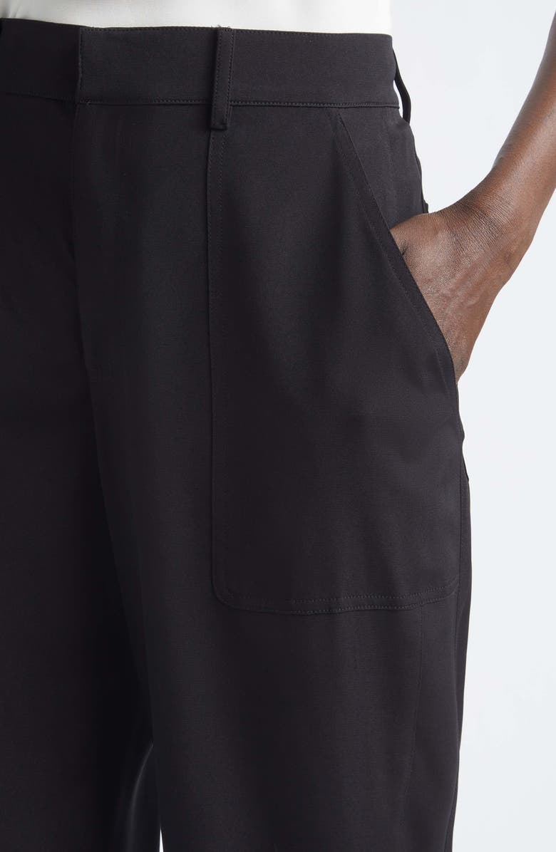 Lafayette 148 New York Highline Stretch Silk Crêpe de Chine Ankle Straight Leg Pants, Alternate, color, Black