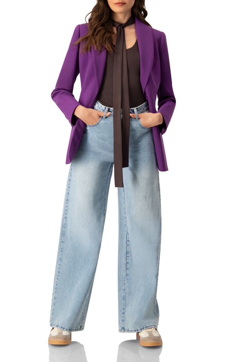IVONNE Shwal Collar Single-Breasted Blazer, Alternate, color, Purple