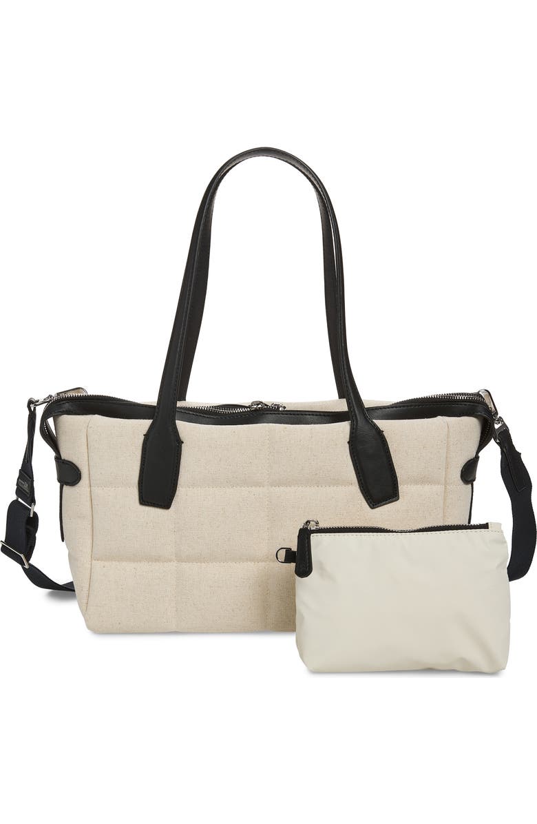 VeeCollective Small Tela Quilted Tote, Alternate, color, Natural Canvas / Black