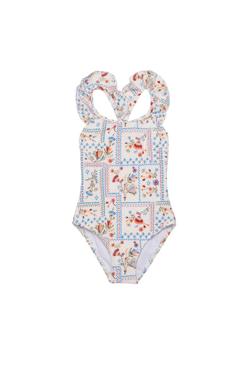 Floral Soul Textured Square Neck Ruffle One Piece, Main, color, Multi-Soul