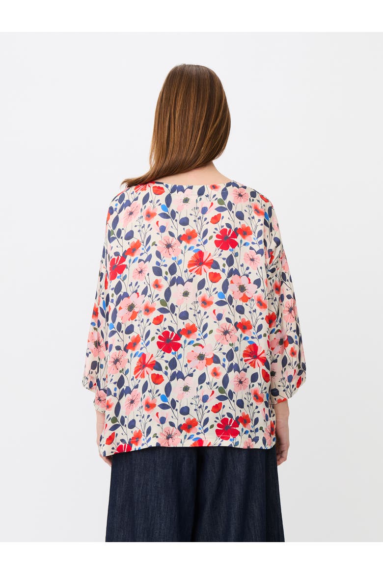 Round-Neck Relaxed Tunic Blouse, Alternate, color, Poinsettia
