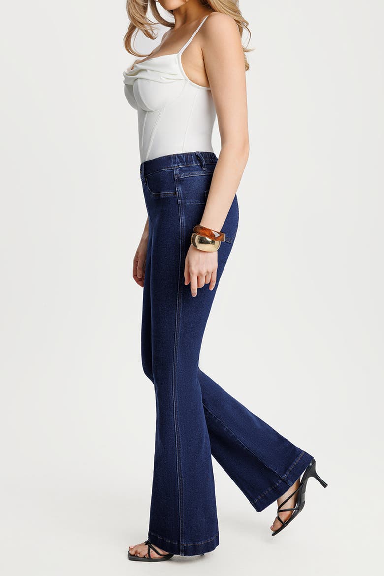 Sculpting High-Rise Stretch Flare Jeans, Alternate, color, Denim Blue