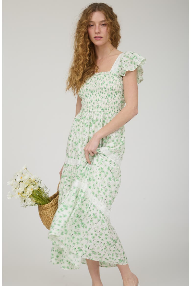 Tiered Midi Dress, Alternate, color, GREEN MULTI