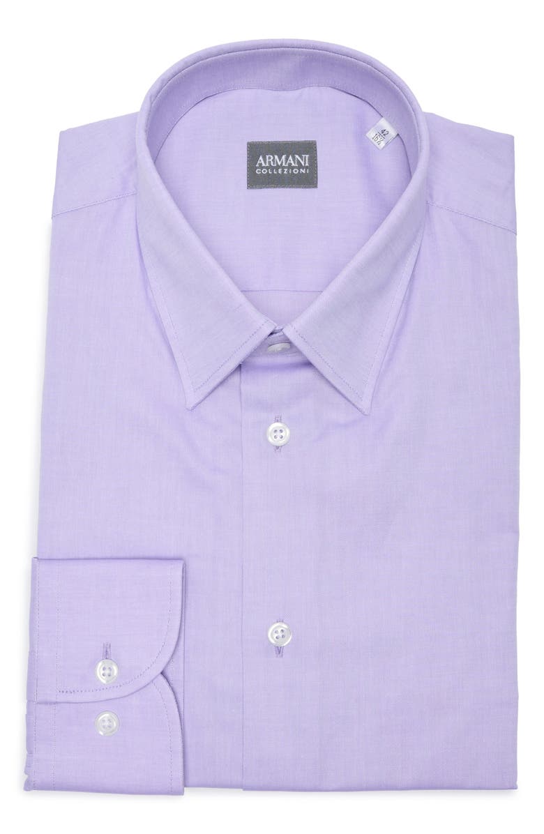Armani Collezioni Cotton Dress Shirt, Alternate, color, Purple