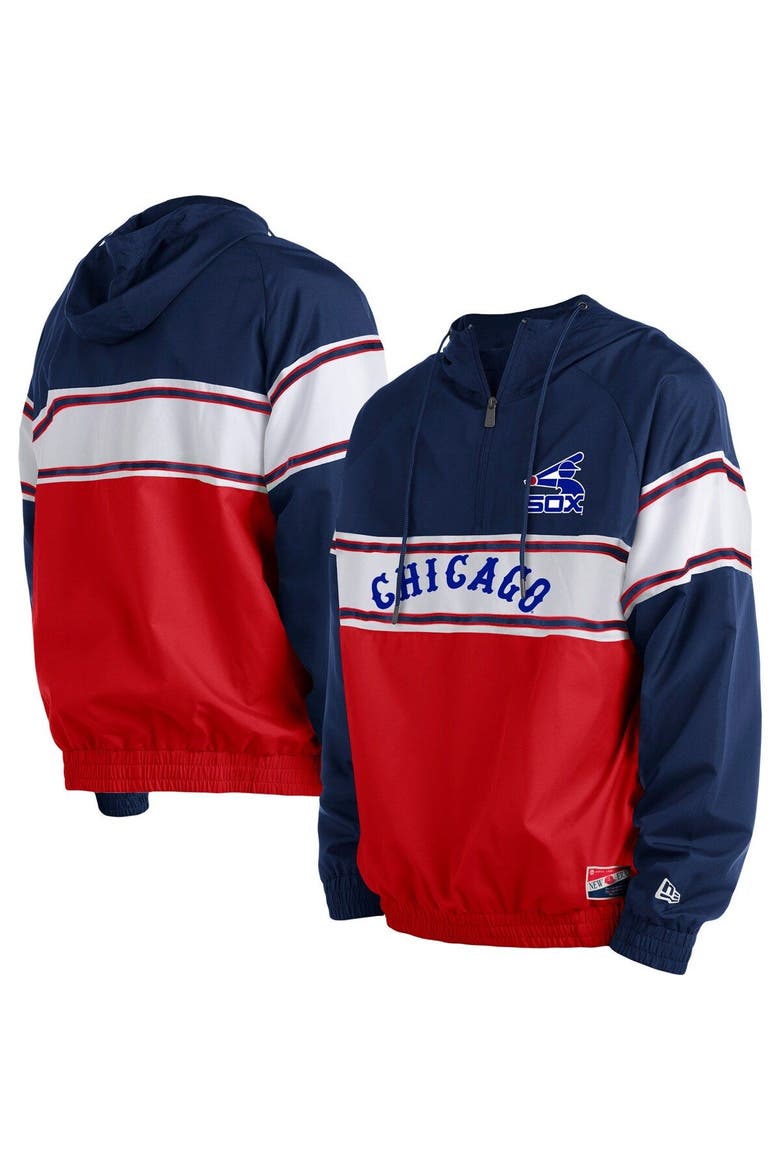 Men's New Era Navy Chicago White Sox Ripstop Raglan Quarter-Zip Hoodie, Main, color, Navy