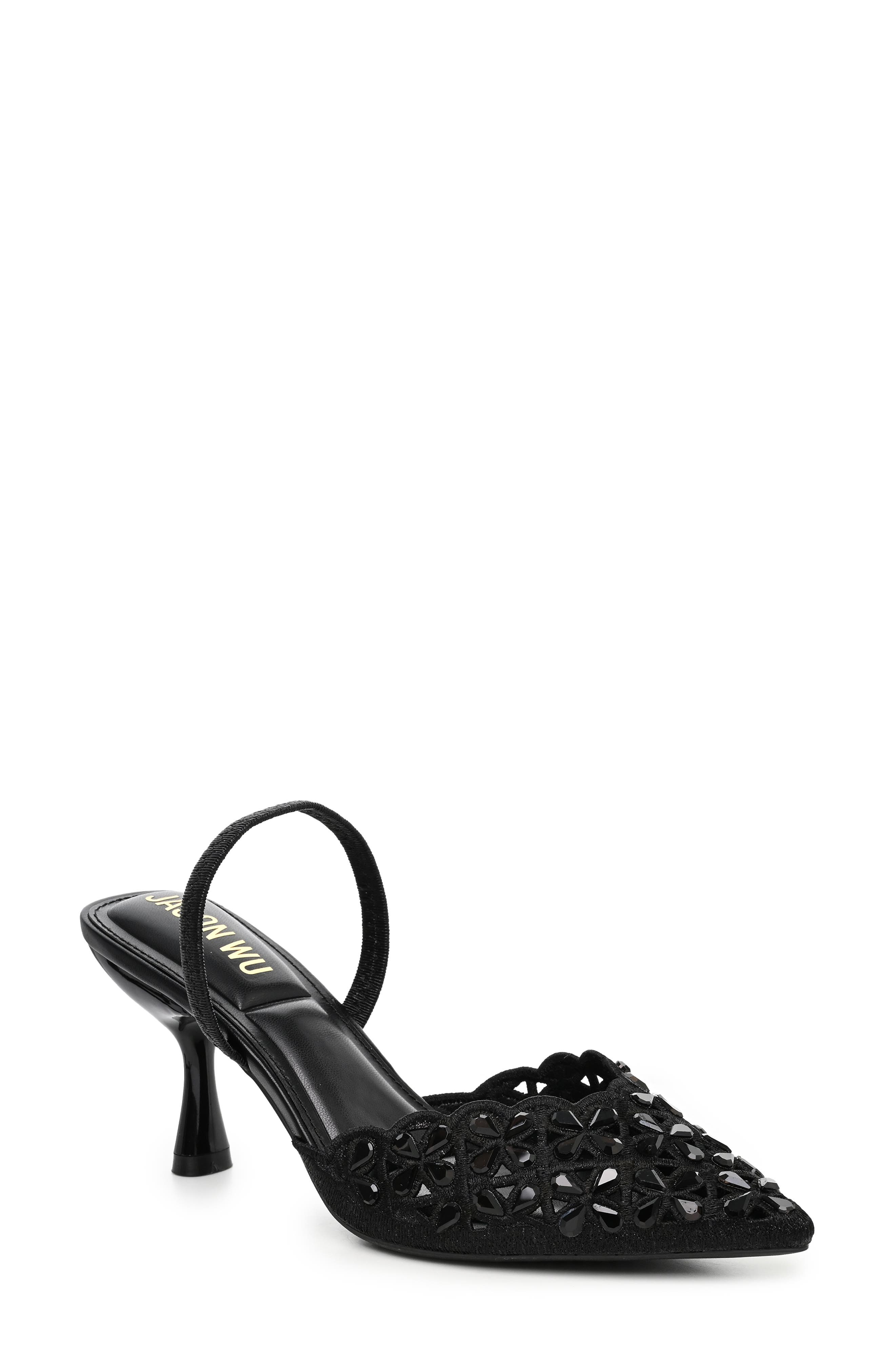 Pointed Toe Slingback Pump, Main, color, BLACK