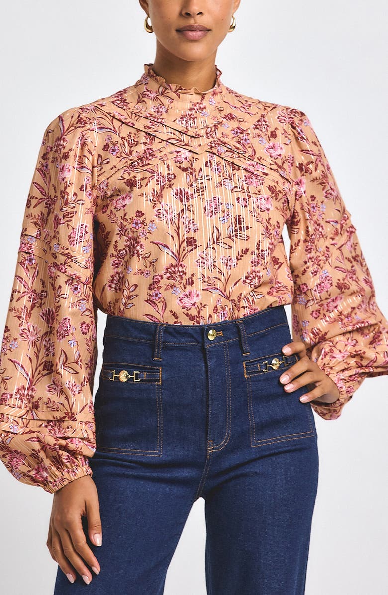 Derek Lam 10 Crosby Marlowe Metallic Top, Main, color, Camel Multi