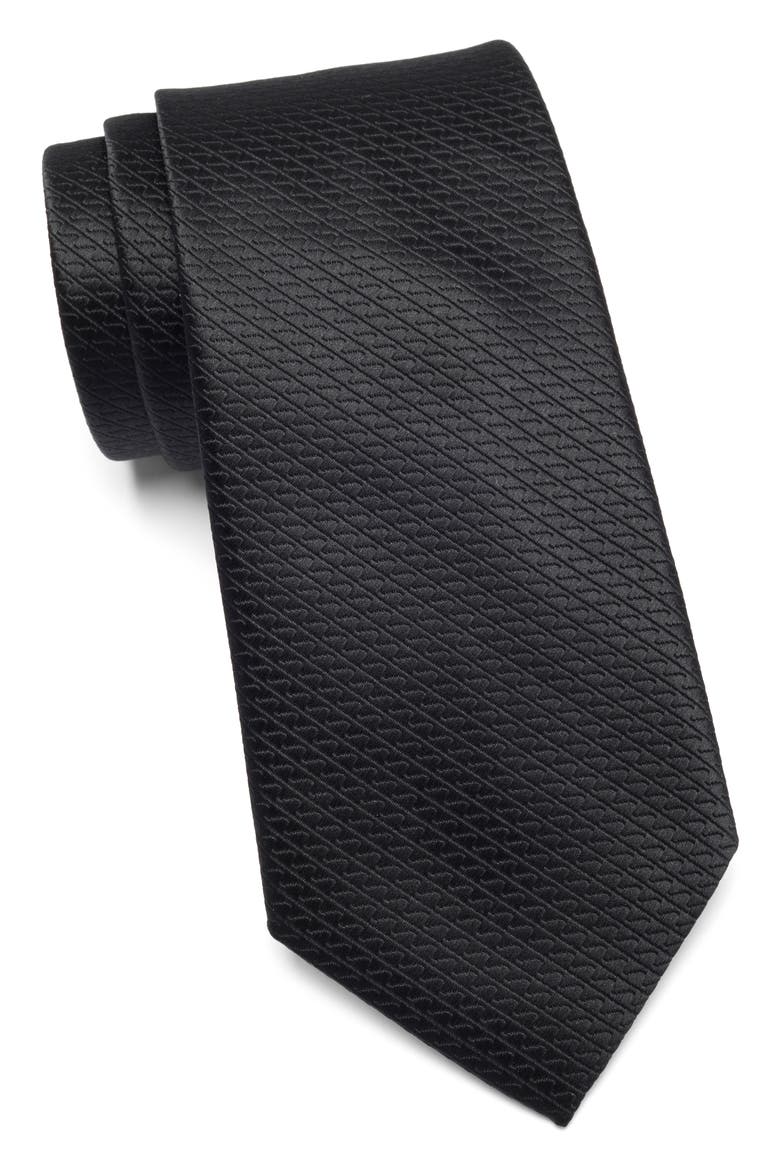 Wavy Texture Tie, Main, color, BLACK