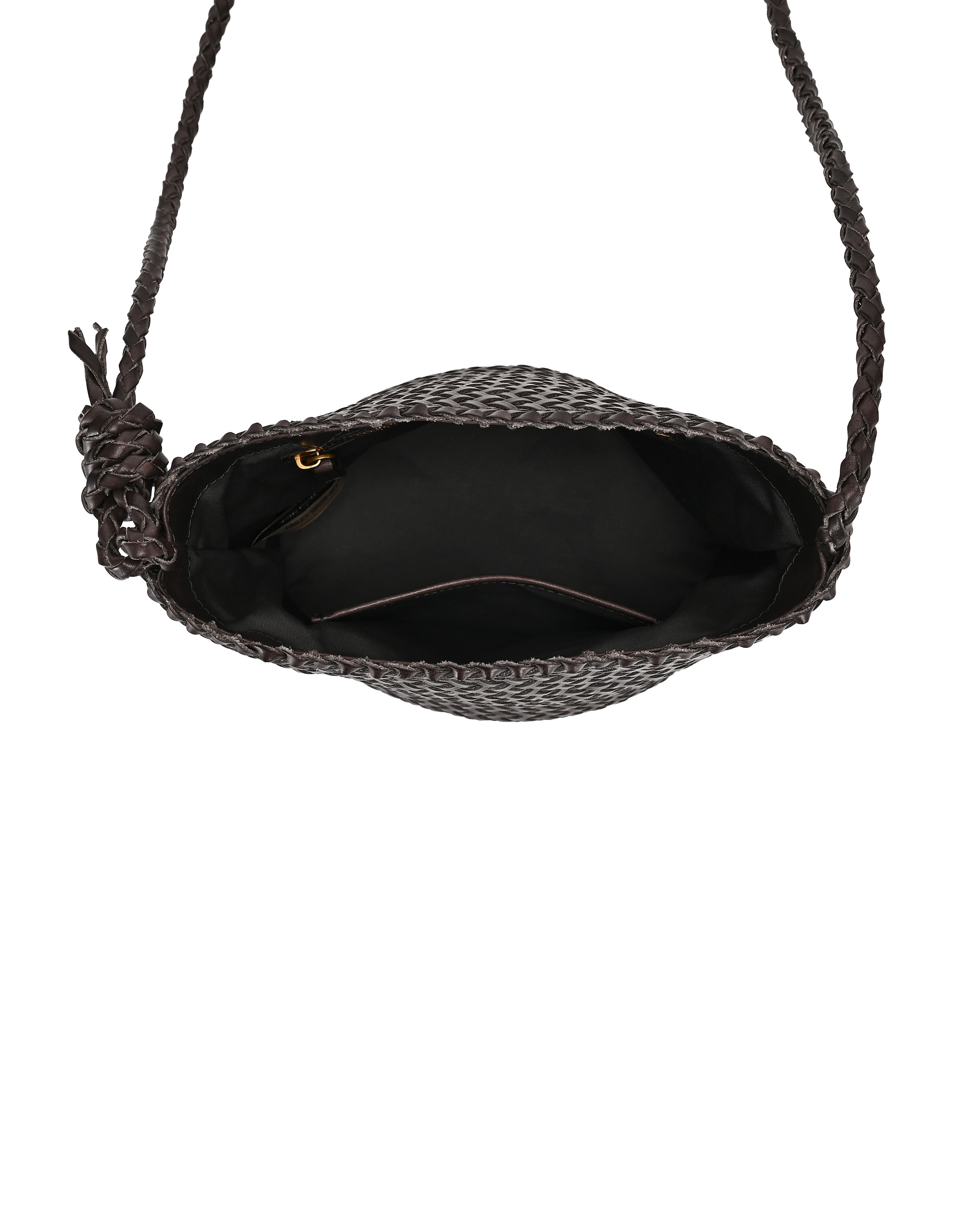 OLD TREND Reed Genuine Leather Woven Barrel Crossbody Bag, Alternate, color, Grey