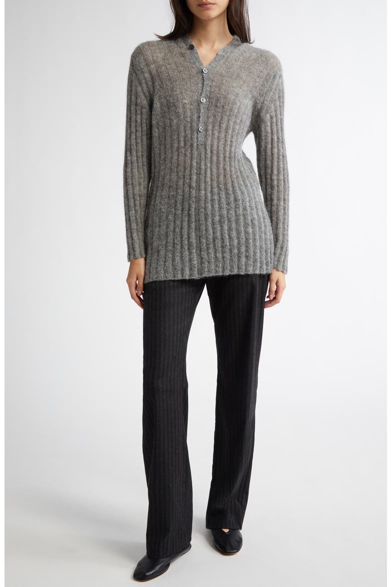 Naor Button Back Mohair & Alpaca Blend Rib Cardigan, Alternate, color, GREY