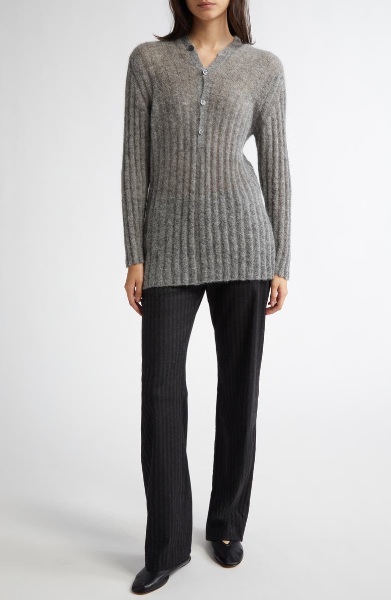 Paloma Wool Naor Button Back Mohair & Alpaca Blend Rib Cardigan, Alternate, color, Grey