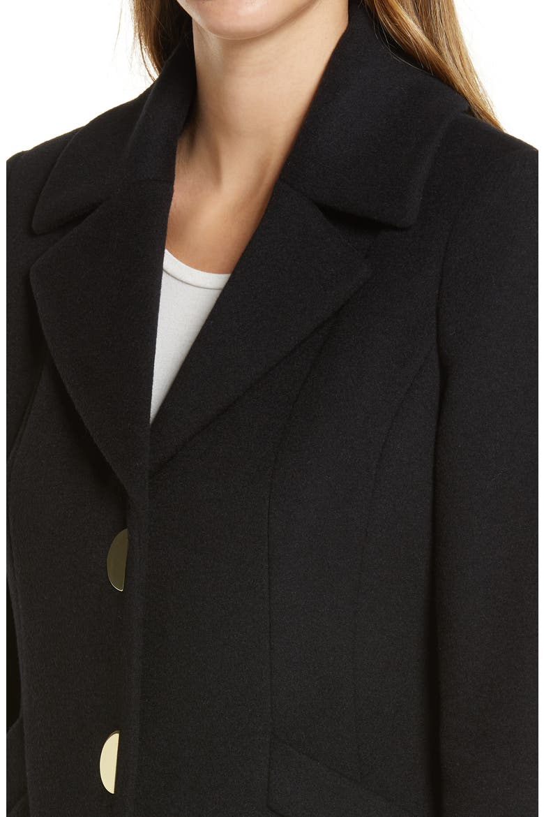 Notch Collar Wool Blend Coat, Alternate, color, BLACK