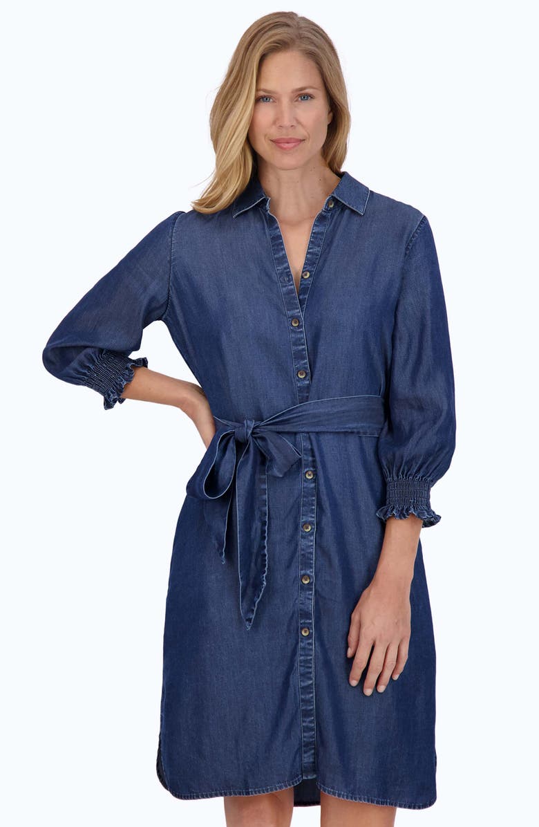 Foxcroft Abby Belted Long Sleeve Shirtdress, Alternate, color,