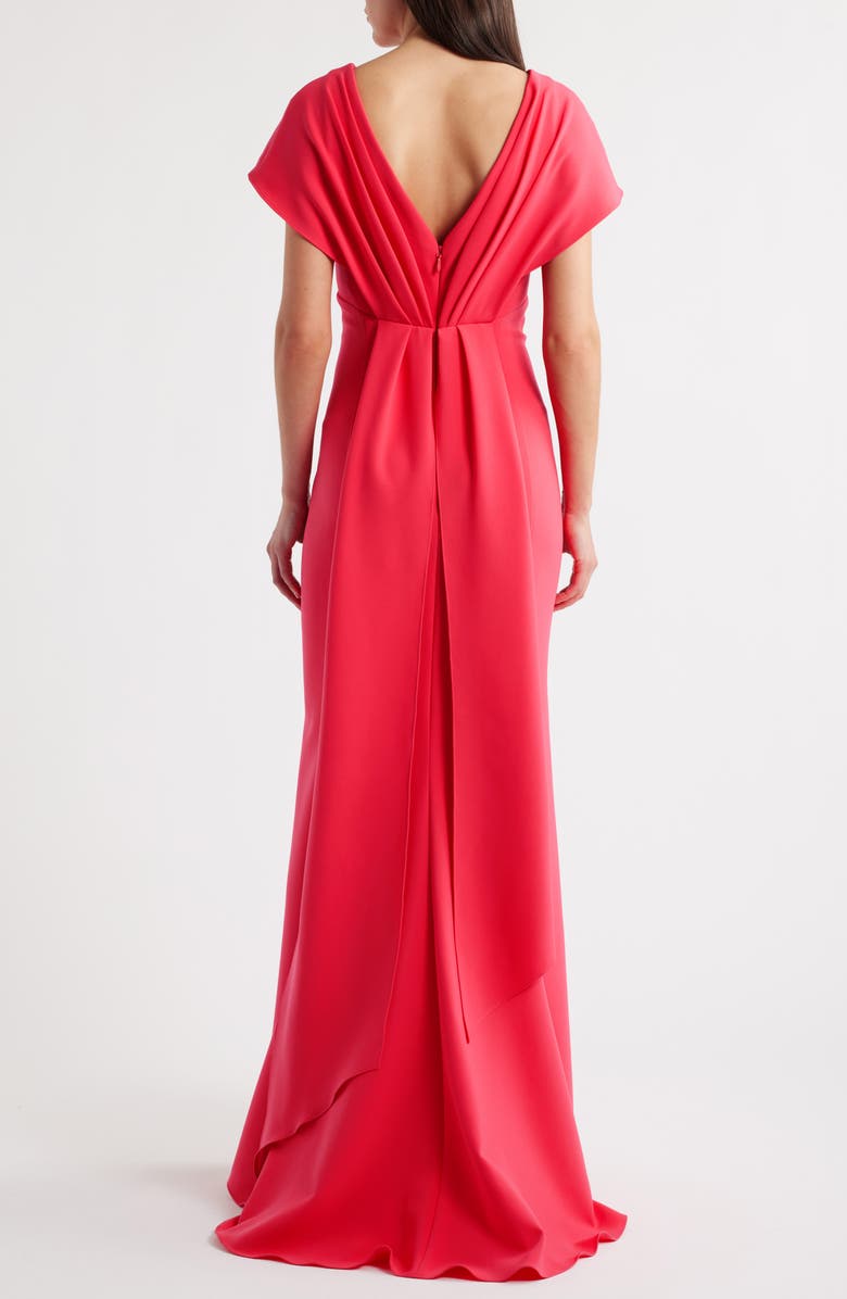 Amsale Flutter Sleeve Crepe Gown, Alternate, color, Coral