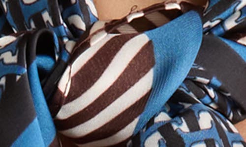 Ellian Mix Print Satin Square Scarf In Blue