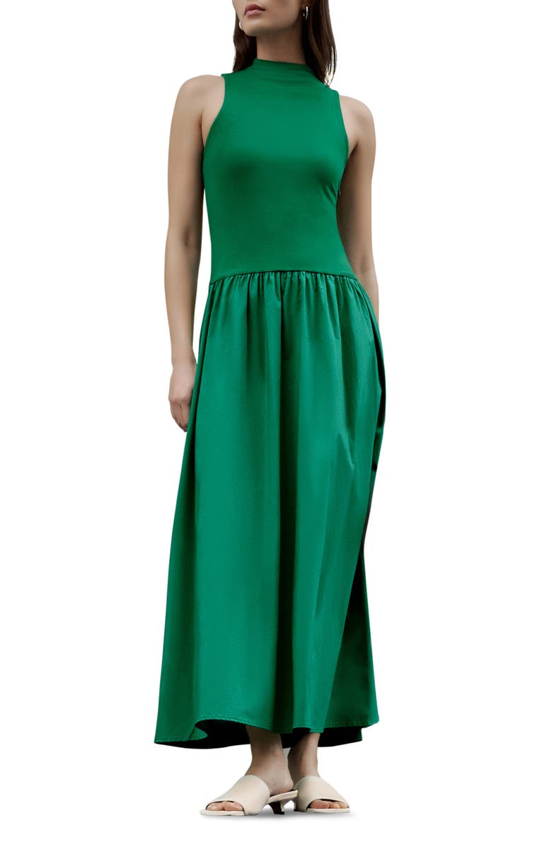 Marcella Montrose Mixed Media Maxi Dress, Main, color, Grass Green