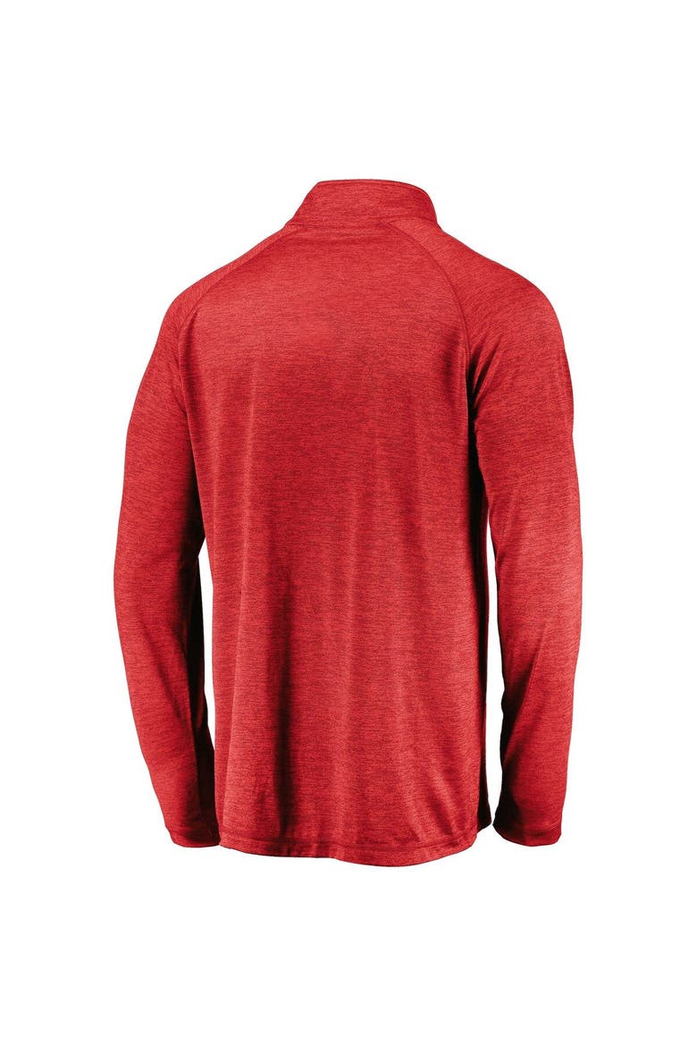 Men's Fanatics Branded Red Washington Nationals Iconic Striated Primary Logo Raglan Quarter-Zip Pullover Jacket, Alternate, color, Red