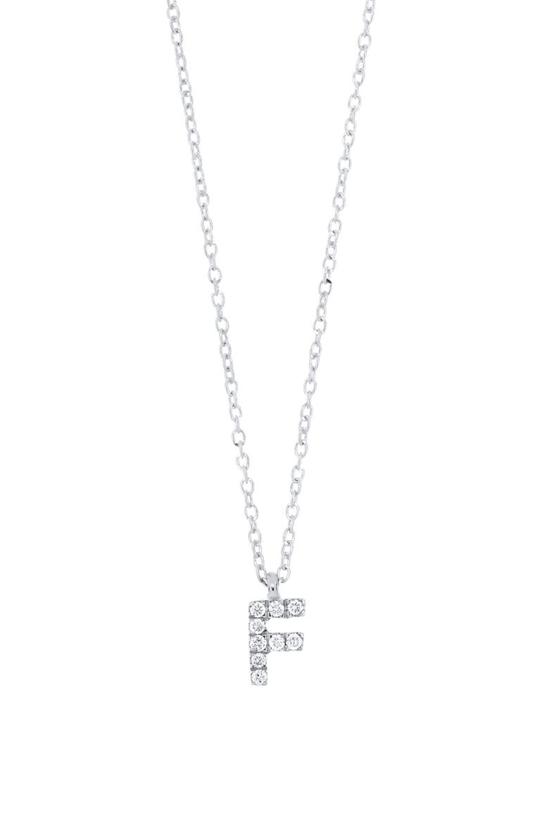 Icon Diamond Initial Pendant Necklace, Main, color, 18K WHITE GOLD - F