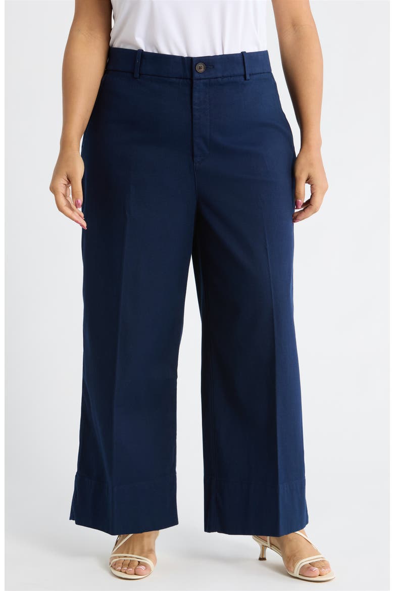 SPANXsupersmooth™ Crop Wide Leg Stretch Twill Pants, Main, color, TIMELESS NAVY