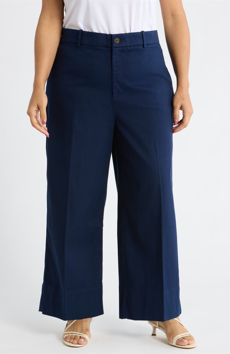 SPANX<sup>®</sup> SPANXsupersmooth<sup>™</sup> Crop Wide Leg Stretch Twill Pants, Main, color, Timeless Navy
