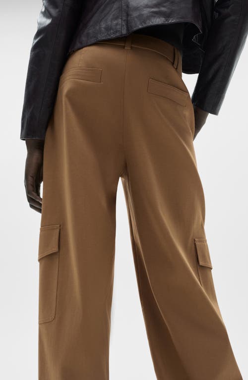 Mango Cargo Straight Leg Pants In Medium Brown