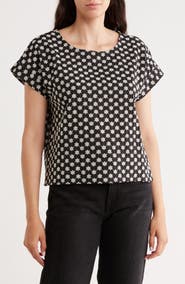 Bobeau Daisy Print Short Sleeve Top