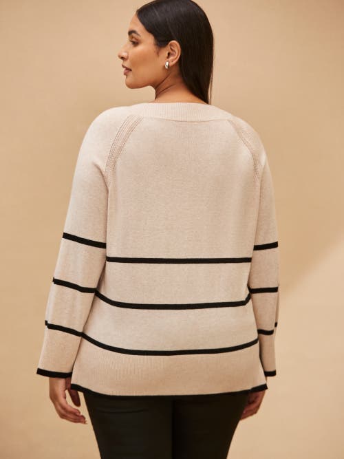 Live Unlimited Striped V-neck Jumper In Multi