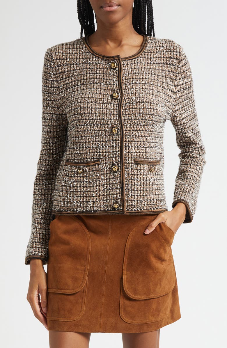 Veronica Beard Brisa Tweed Knit Jacket, Main, color, Acorn Multi