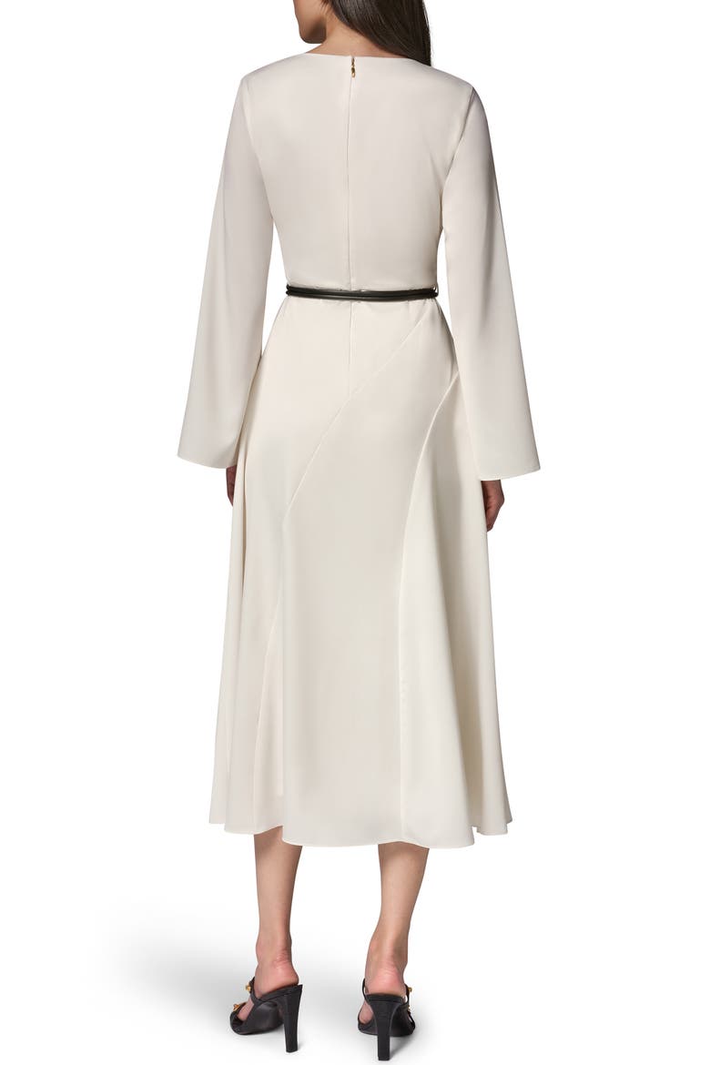 Bell Sleeve Satin Midi Dress, Alternate, color, IVORY