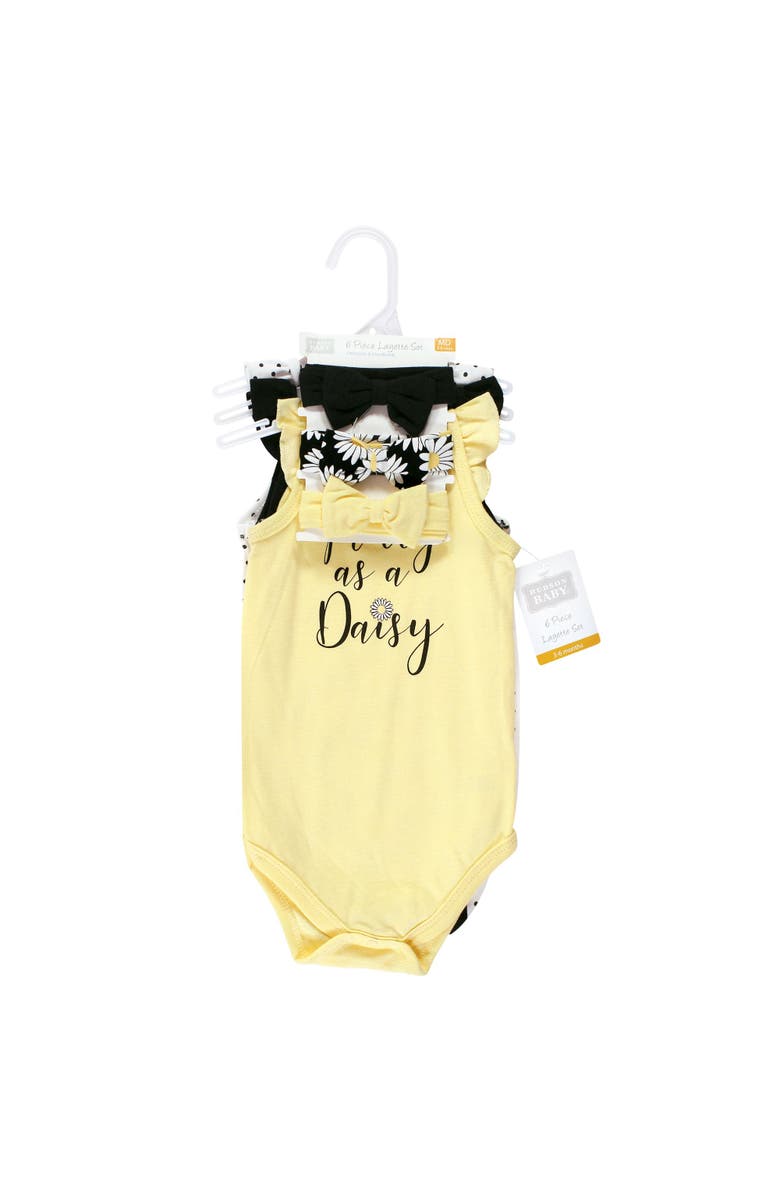 Hudson Baby Sleeveless Bodysuit and Headband Set, Alternate, color, Black Daisy