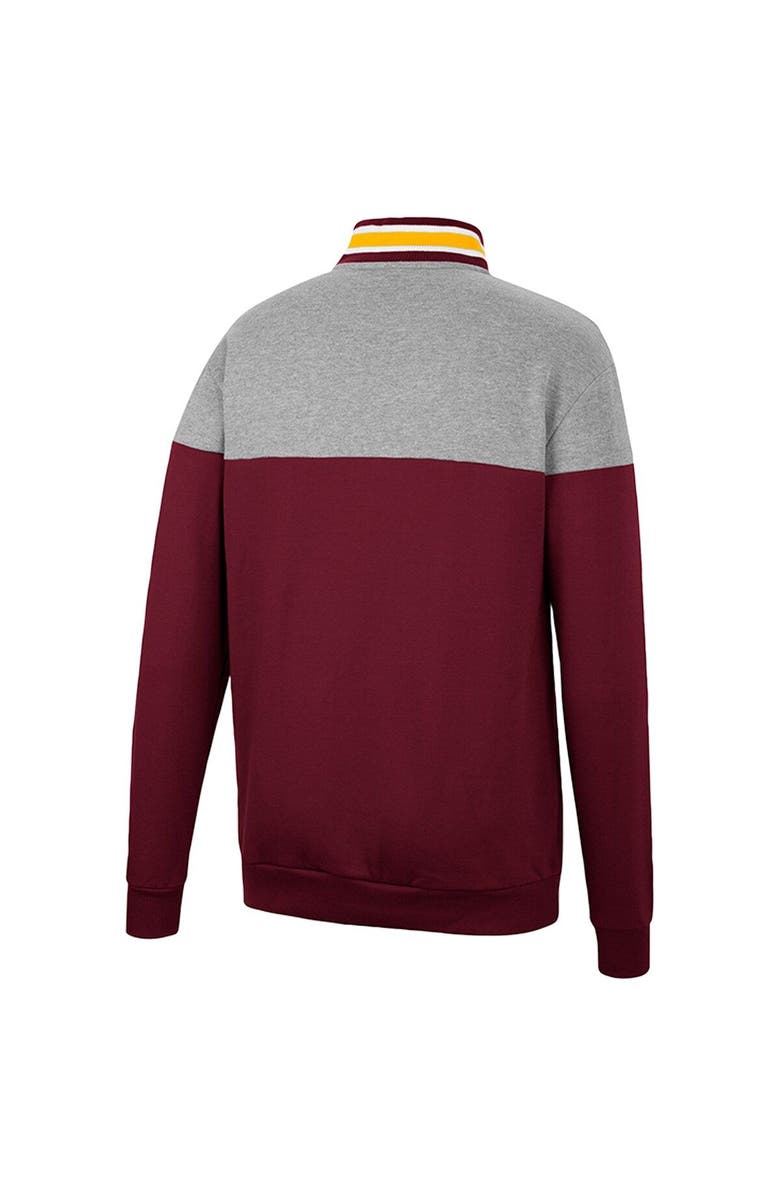 COLOSSEUM Men's Colosseum Heathered Gray/Maroon Arizona State Sun Devils Be the Ball Quarter-Zip Top, Alternate, color, Maroon