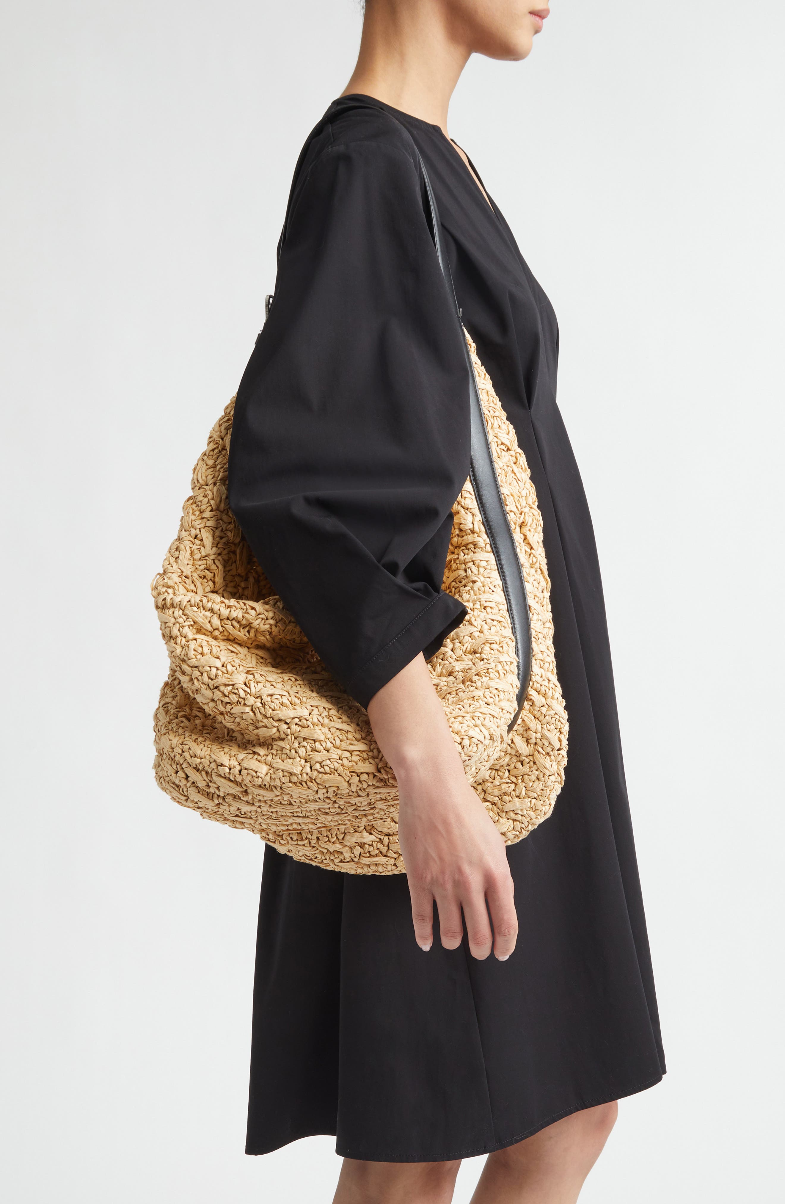 TOTEME Belted Straw Tote, Alternate, color, Natural