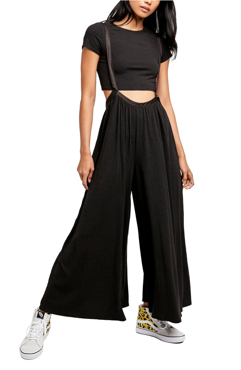 Free People Brookside Rib T-Shirt & Overalls, Main, color,