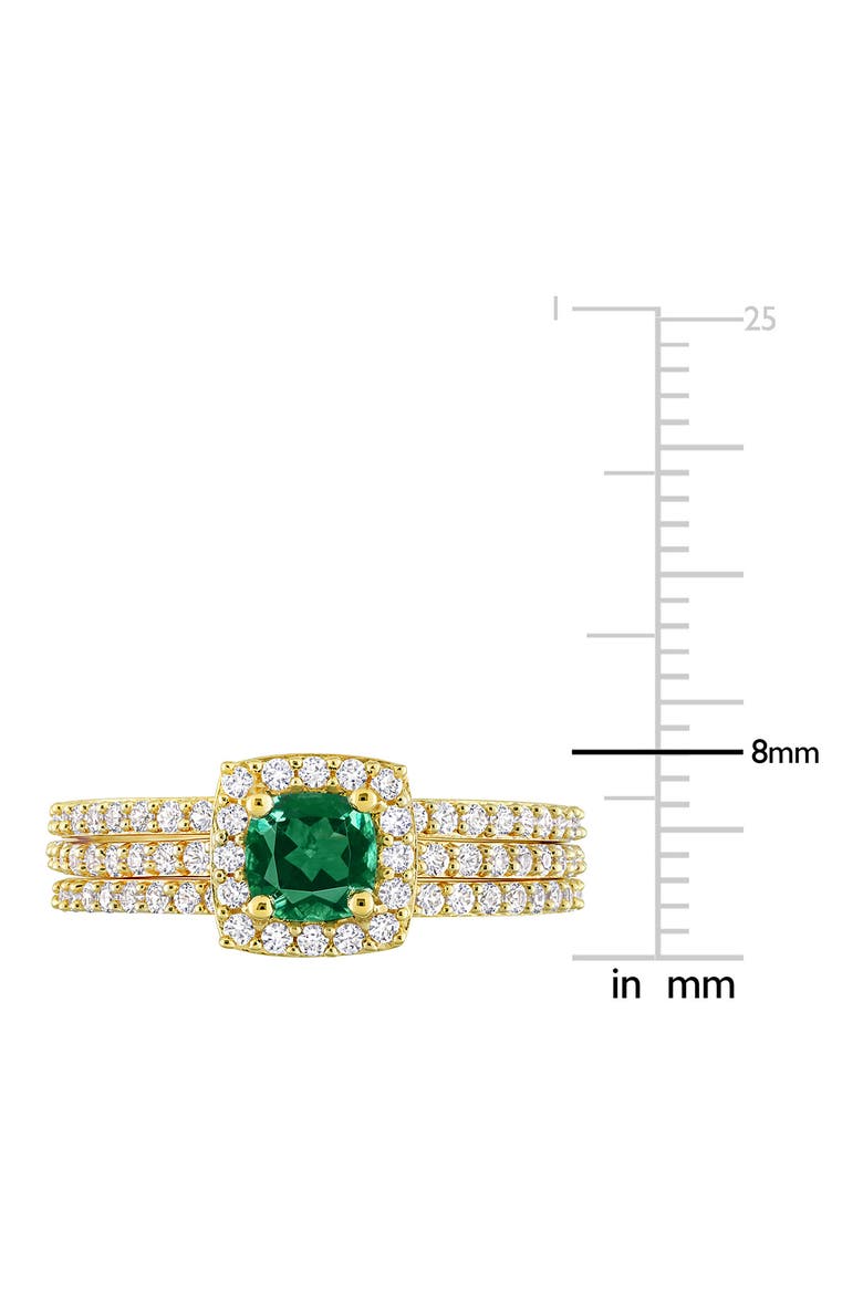 Set of 3 Lab Grown Semiprecious Stone & Lab Grown White Sapphire Rings, Alternate, color, GREEN/ GOLD