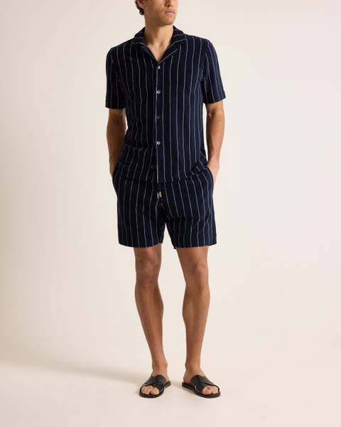 Trevone Towelling Classic Fit Stripe Towelling Sweat Shorts