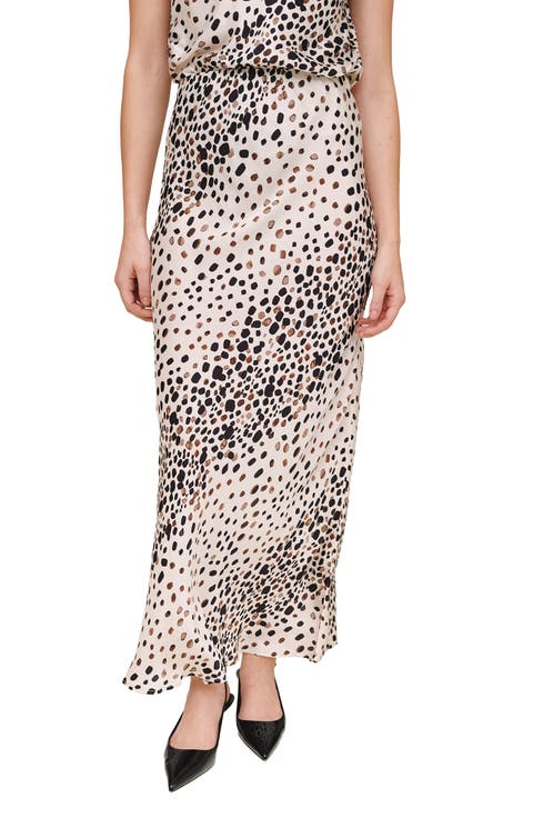 Painted Spots Bias Cut Maxi Skirt