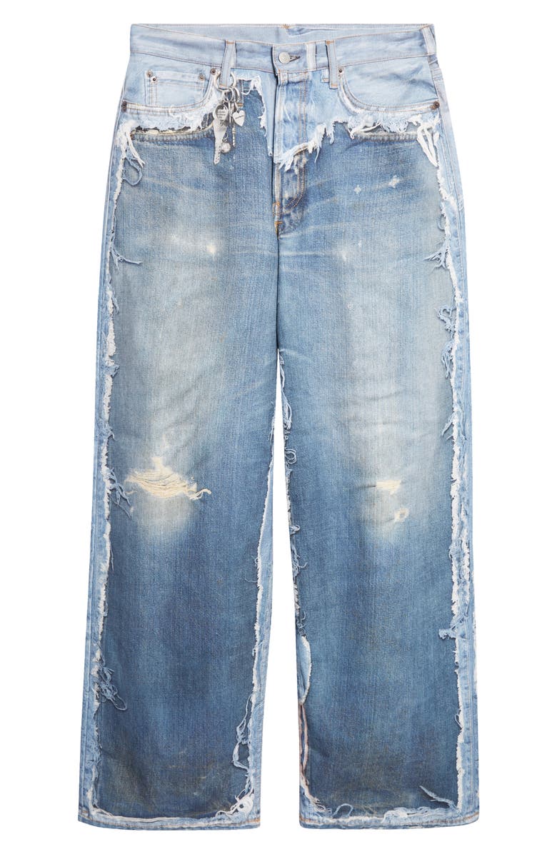 Acne Studios 1981 Trompe l'Oeil Wide Leg Jeans, Alternate, color, Mid Blue