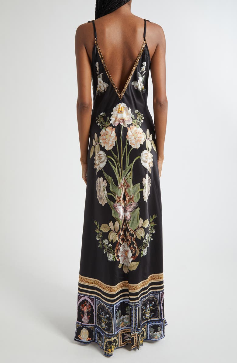 Camilla Ottoman Elegance V-Neck Bias Cut Silk Maxi Slipdress, Alternate, color, Ottoman Elegance