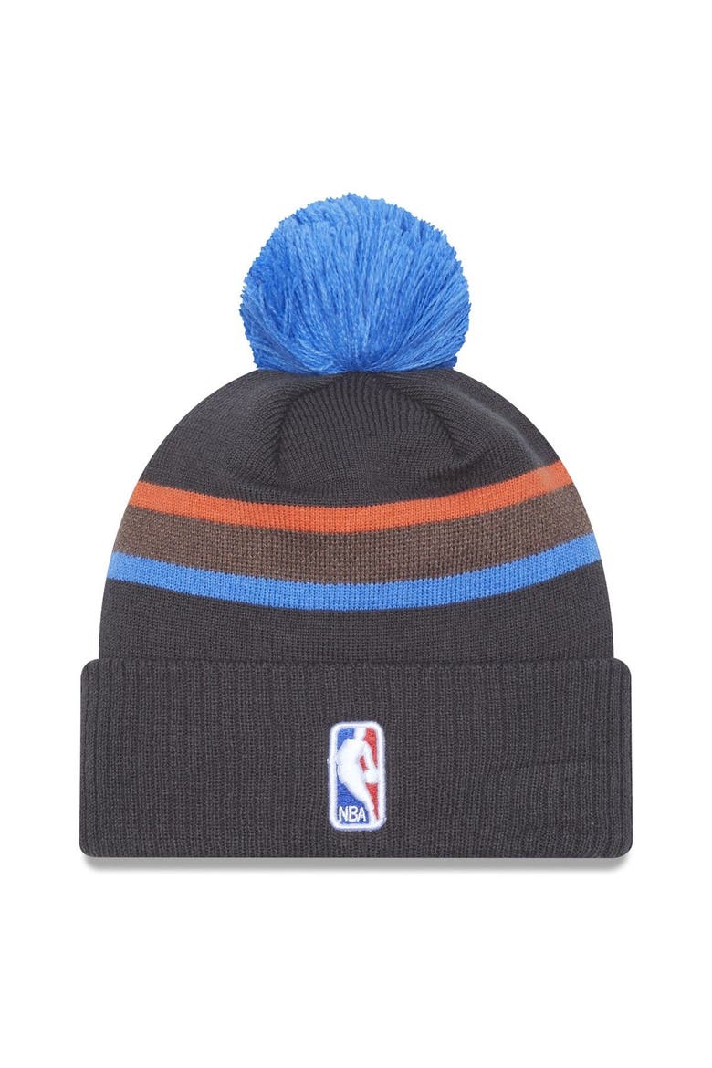 Men's New Era  Gray Oklahoma City Thunder 2022/23 City Edition Official Cuffed Pom Knit Hat, Alternate, color, Gray