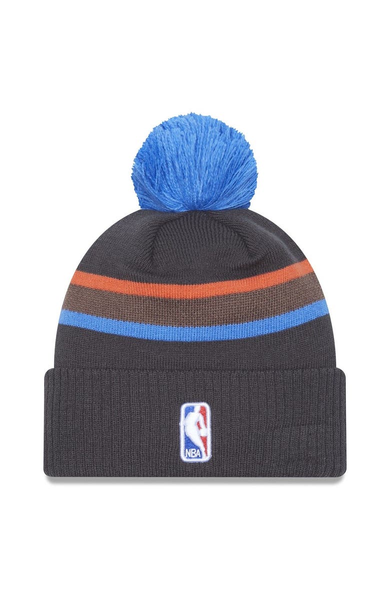 New Era Men's New Era  Gray Oklahoma City Thunder 2022/23 City Edition Official Cuffed Pom Knit Hat, Alternate, color, 